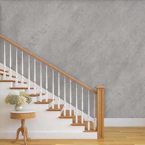 Light Grey Concrete Limewash Wallpaper Peel and Stick 32'' x354'' Ash Greyish Cement Self-Adhesive Contact Paper Wash-white Matte Texture Waterproof Metallic Vinyl for Basement Gym Kitchen Countertop - size: 32" x 354"