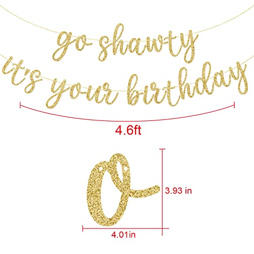 Go Shawty It's Your Birthday Banner, Hip Hop Birthday Party Decorations Supplies, Rap Theme Bday Bunting Sign, Pre-strung, Photo Props (Gold) - color: Gold