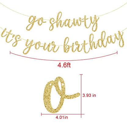Go Shawty It's Your Birthday Banner, Hip Hop Birthday Party Decorations Supplies, Rap Theme Bday Bunting Sign, Pre-strung, Photo Props (Gold) - color: Gold