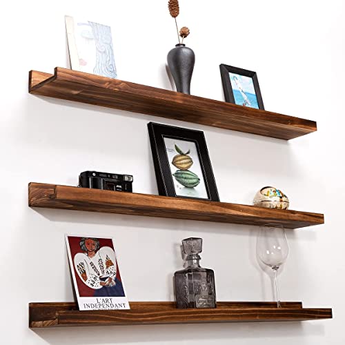 MBYD 36 Inch Floating Shelves for Wall Set of 3, Wall Mount Carbonized Black Picture Ledge Nursery Bookshelf for Bedroom, Living Room, Office, Kitchen, Set of 3 Same Dimensions - color: Carbonized Black, size: Set of 3 36 in