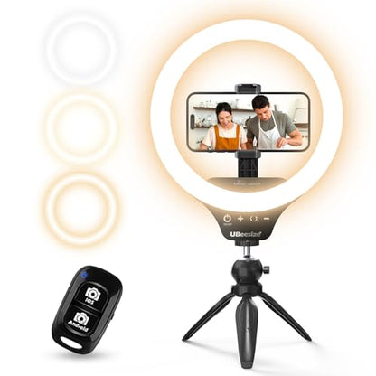 UBeesize 12" Desk Ring Light with Stand & Phone Holder - Adjustable Studio Light for Photography，Zoom Meetings, YouTube, TikTok, Live Streaming - style: Smart Touch Model