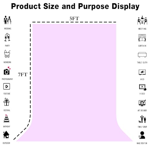 Light Purple Photo Backdrop for Photoshoot 5x7ft, Zoom Meeting Photography Backdrop Studio Shooting Props - color: Light purple, size: 5x7ft