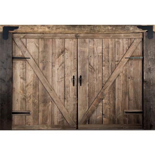 5x3ft Rustic Brown Barn Door Backdrops for Photoshoot Old Wooden Door Western Cowboy Farmhouse Photography Background Cowboy Birthday Baby Shower Wedding Ceremony Vinyl Video Background - color: light brown, size: 5x3ft