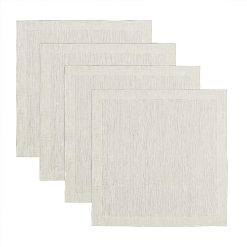 Solino Home Linen Square Placemats Set of 4 - Light Natural Placemats 14 x 14 Inch - 100% Pure Linen Table Mats for Spring, Summer - Athena - color: 01: Light Natural, size: 14" X 14" (Set of 4)