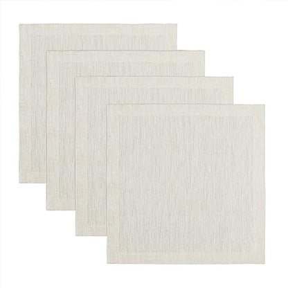 Solino Home Linen Square Placemats Set of 4 - Light Natural Placemats 14 x 14 Inch - 100% Pure Linen Table Mats for Spring, Summer - Athena - color: 01: Light Natural, size: 14" X 14" (Set of 4)