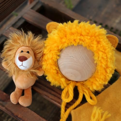 Newborn Baby Photo Shoot Props Girl Boy Crochet Knit Hat Costume Stripe Hat Pants Overalls Photography Props - color: Yellow a
