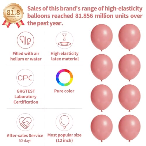 110pcs Dusty Pink Balloon 12 Inch, Brush Pink Latex Balloons for Birthday Party Baby Shower Wedding(with 2 Ribbons). - color: A07-dusty Pink, size: 12inch(normal)