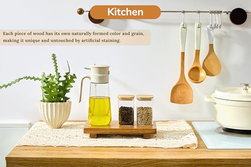 Small 10" Acacia Wood Riser Pedestal Stand – Farmhouse Wood Display Riser for Kitchen and Bathroom Décor - Counter Display, Plant Stand, Jewelry Holder, Vanity Tray, Candle Stand (S:10"x5.6"x1.57") - size: Small:10“x 5.6"