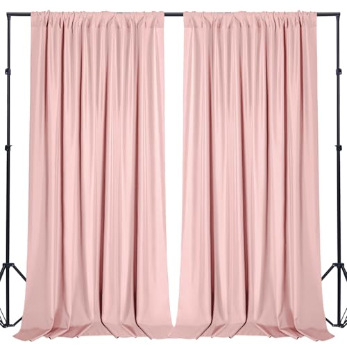 Sugargirl Wrinkle Free Blush Pink Backdrop Curtains Polyester Photo Backdrop Drapes Curtains with Rod Pockets for Party Birthday Wedding Photography Home Decoration(5x7FT, 2 Panels) - color: Blush Pink, size: W5' x H7' (2 panels)