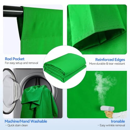 EMART 7 x 10ft Green Screen Backdrop Kit with Tripod Stand, Photography Background Support System with 6 x9ft 100% Cotton Muslin Chromakey Backdrop for Photo Studio, Video Shooting, Live Streaming - size: 7*10ft Stand/6*9ft Backdrop