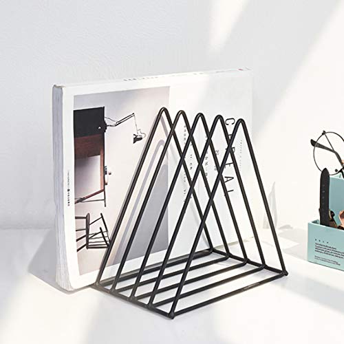 QPEY Triangle File Holder,5 Slot Metal Vinyl Record Stand Holder Magazine Newspaper Holder Photography Props for Office Home 1 Pc (black) - color: black