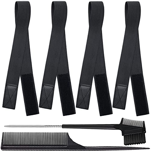 Adjustable Elastic Bands for Wigs and Lace Frontals - 4 Pcs Melt-Resistant Grip Bands, Edge Wraps to Lay Edges and Keep Wigs in Place - color: BLACK, size: 1 Count (Pack of 6)
