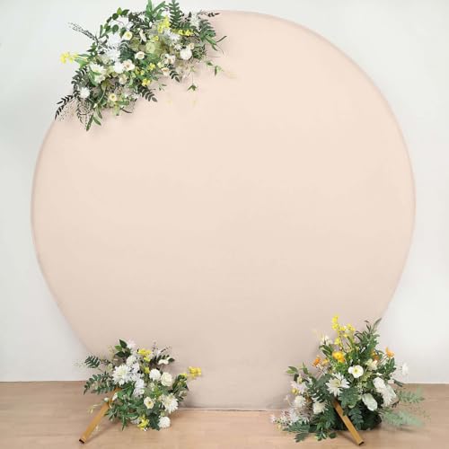Efavormart 7.5ft Blush Rose Gold Round Spandex Arch Cover, Double Sided Circular Backdrop Slipcover for Bridal Showers and Glamorous Event Styling - color: Rose Gold, size: Round