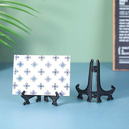 Artliving 4 Inch Black 12pcs/Set Plastic Easels Plate Display Stands Picture Frame Stand Holder - color: Black, size: 4 inch (12 pack)