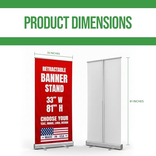 BCB Print Custom Retractable Banner 33x81 | Personalized Pull Up Banner, Roll Up Banner, Pop Up Display Sign | Custom Banner with OPTIONAL ADD-ON Stand Hardware | Made in USA | HD Print - color: Retractable Banner