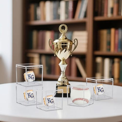 9 Pack Championship Ring Display Case Clear Acrylic Ring Case Display Box for Sports Baseball Basketball Softball Golf Single Ring Holder Stand, 2.16 Inch - size: 9 Pack