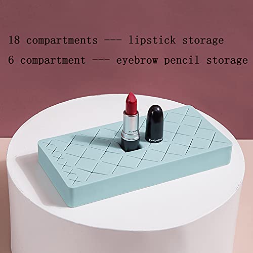 Silicone Lipstick Holder 18+6 Slots, Lipstick Organizer Stand Square Makeup Display Case for Brush Lip Eye Stick Nail Polish Brushes Eyebrow, Premium Cosmetic Organizer-Green - color: Green