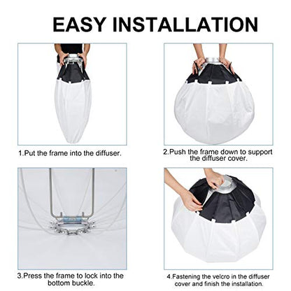 Godox CS-65D 65cm Lantern Softbox Soft Light Modifier w/Reflective Shading Skirt+Carry Bag, Quick-Setup Softbox Diffuser, Compatible with Godox Bowens Mount Studio Flash LED Video Light - size: 65cm|25.59 Inch