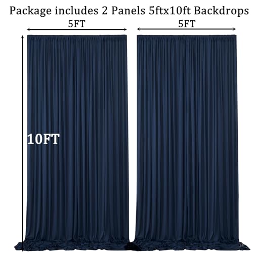 10ft x 10ft Wrinkle Free Navy Blue Backdrop Curtains Panels, 2 Panels 5x10ft Silky Polyester Photo Backdrop Drapes for Birthday Wedding Party Graduation Photography Background - color: Navy Blue, size: 10ftx10ft