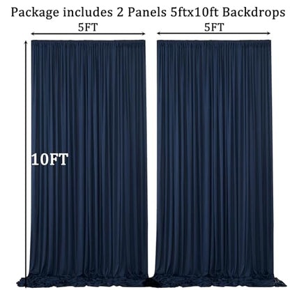10ft x 10ft Wrinkle Free Navy Blue Backdrop Curtains Panels, 2 Panels 5x10ft Silky Polyester Photo Backdrop Drapes for Birthday Wedding Party Graduation Photography Background - color: Navy Blue, size: 10ftx10ft
