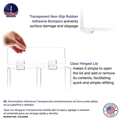 Marketing Holders Condiment Bin Double Compartment Sugar Packets and Wrapped Candy Caddy Clear Acrylic 8.5 Inch Wide by 12.25 Inch High Freestanding Tabletop Retail Stores and Container with Lid - size: Double Condiment Bin