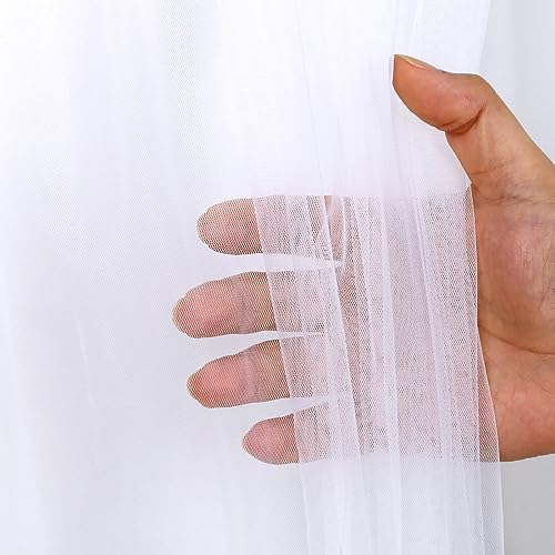 White Tulle Backdrop Curtains 5ftx7ft Wedding Backgound 2 Layers Backdrop for Party Birthday Baby Shower Drapes Decorations - color: White