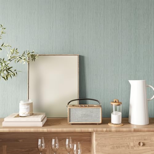 CRE8TIVE 24"x118" Mint Green Grasscloth Peel and Stick Wallpaper for Bedroom Textured Linen Fabric Wallpaper Removable Faux Grass Cloth Wall Paper Self Adhesive Green Contact Paper for Cabinets Walls - color: Mint Green, size: 24" x 118"