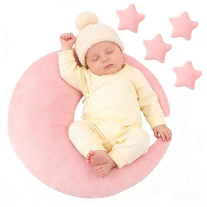 Newborn Photography Props 5Pcs Baby Moon Star Pillow Set Newborn Photography Posing Pillows Adjustable Photography Props, Pink - color: Pink