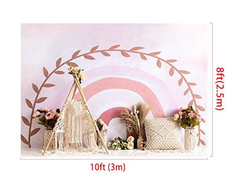 Kate 10x8ft Pink Boho Rainbow Backdrop 1st Birthday for Kids Baby Shower Photo Studio Props - size: 10x8ft