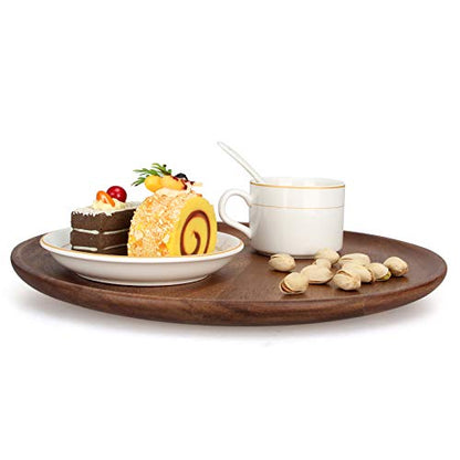 Ayiaren 12 Inch Best Acacia Wooden Dinner Plates Set of 2, Round Wood Serving Tray Wooden Plates for Eating Salad Fruit Food Dishe Platter Charcuterie Boards Charger Plate Cheese Serving Board - size: 12 Inch