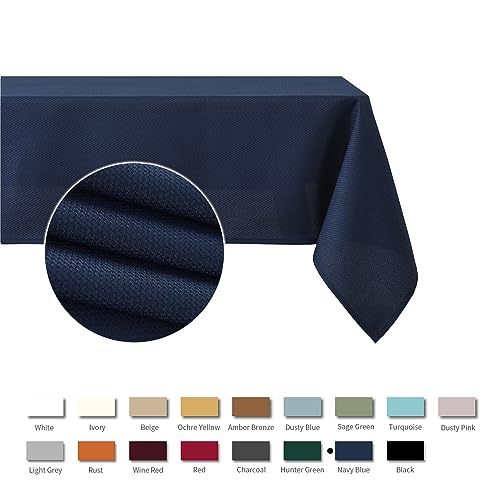 maxmill Jacquard Square Tablecloth Stain Resistant Spillproof Wrinkle Free Washable Soft Table Cloth, Decorative Fabric Table Cover for Dining Room, Indoor and Outdoor Use, 52 x 52 Inch, Navy Blue - color: Nova Navy Blue, size: 52" x 52" (Square)