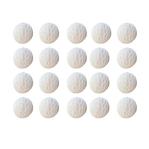 20pcs Honeycomb Flower Balls - Party Decor, Tissue Paper Pom Poms (6inch, White) - color: White, size: 6 Inch