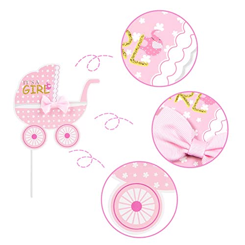 SUNBEAUTY 20 Pcs Girl Baby Shower Photo Booth Props Pink and Gold Lovely Photobooth Props with Sticks for Baby Shower Accessories Newborn Girl Gift Party Supplies - color: Girl