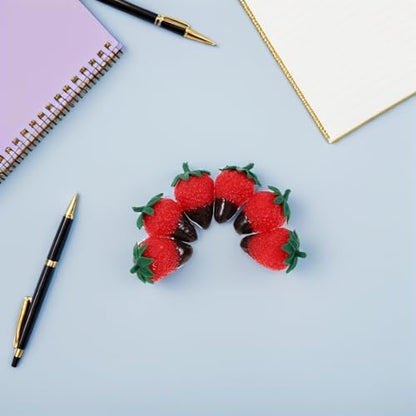Lurrose 8pcs Chocolate Dipped Strawberry Ornaments Artificial Decorative Fruit Realistic Simulation Strawberries for Photography Props Cake Decoration