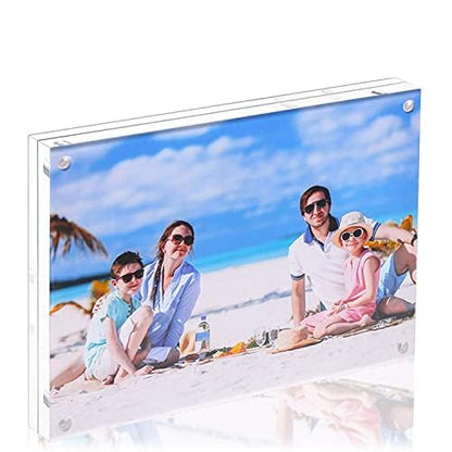1Pack Acrylic Picture Frame,5x7 Clear Double Sided Photo Frame,Magnetic Photo Frames Desktop Display Family Baby Friends or Pet Dog Picture with Support Stand and Gift Boxes - size: 5x7in-1