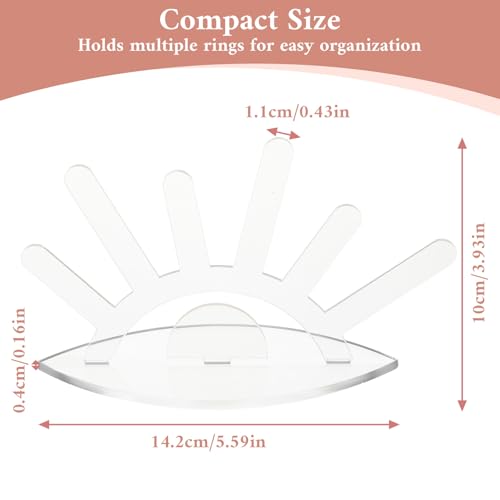 Acrylic Ring Holder For Women - 6 Rods Transparent Ring Display Stand - Jewelry Wedding Rings Organizer For Women Girls Room