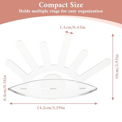 Acrylic Ring Holder For Women - 6 Rods Transparent Ring Display Stand - Jewelry Wedding Rings Organizer For Women Girls Room