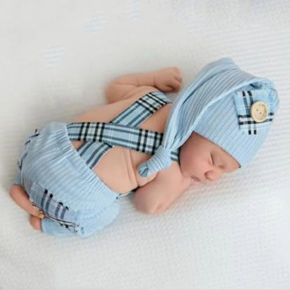 Newborn Baby Boy Suspender Pants Photo Outfits Gentleman Photography Outfit Girl - color: Black2