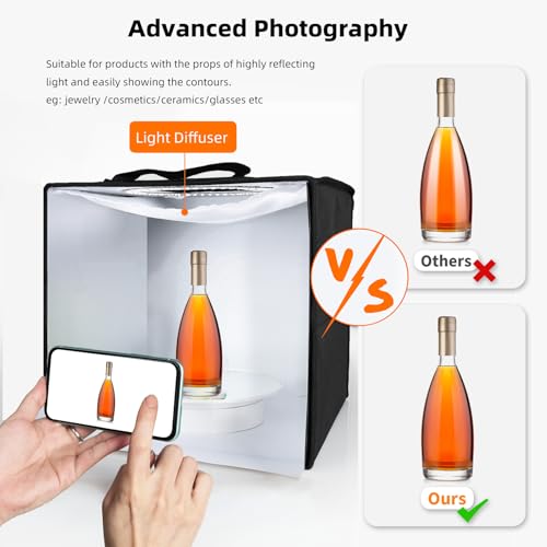 Glendan Portable Photo Studio Light Box,12"x12" Professional Dimmable Shooting Tent Kit with 112 LED Lights & 6 Backdrops for Jewelry and Small Items Product Photography - size: 12*12 Inch