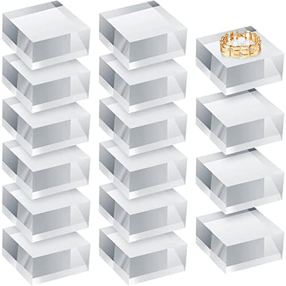 Remerry 16 Pcs Clear Acrylic Cube Blocks Square Display Block Clear Polished Acrylic Stamp Blocks Jewelry Display Stand Ring Showcase Holder Base(2 x 2 x 1 Inch) - size: 2 x 2 x 1 Inch