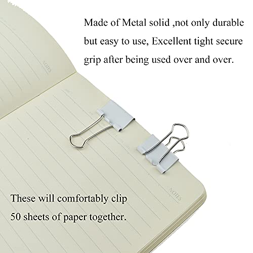 HAHIYO Binder Clips Paper Clamps Spring Steel Sturdy 0.98 inches Width 0.31 Inch Capacity No Sharp Edges Heavy Duty Tight Grip Reusable White Metal Bright Finish for Home Office School 25 Pack - size: White0.98in-25P
