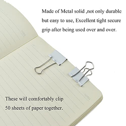 HAHIYO Binder Clips Paper Clamps Spring Steel Sturdy 0.98 inches Width 0.31 Inch Capacity No Sharp Edges Heavy Duty Tight Grip Reusable White Metal Bright Finish for Home Office School 25 Pack - size: White0.98in-25P