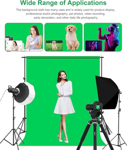 PULUZ Green Screen Backdrop with 4 Fixing Clip, 6.6 x 6.6 Ft Photography Chroma Key Greenscreen Background for Streaming Zoom, Live Streaming, Photo Video Studio - size: 6.6 x 6.6 Ft