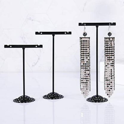 Black Earring T Shape Stand Detachable Metal Earring Display Storage Rack for Photography Jewelry Props Show Closet Retail Store Display 3 Pcs, T Shape