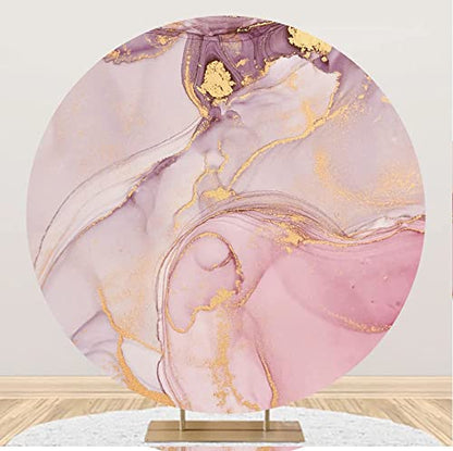 Yeele 7.5x7.5ft Abstract Art Marble Round Backdrop Pink Purple Gold Texture Marble Background for Photography Wedding Bridal Shower Girls Themed Birthday Decoration YouTube Polyester Photo Booth Props