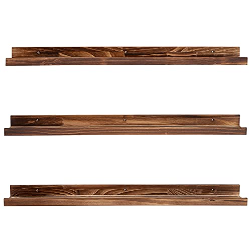 MBYD 36 Inch Floating Shelves for Wall Set of 3, Wall Mount Carbonized Black Picture Ledge Nursery Bookshelf for Bedroom, Living Room, Office, Kitchen, Set of 3 Same Dimensions - color: Carbonized Black, size: Set of 3 36 in