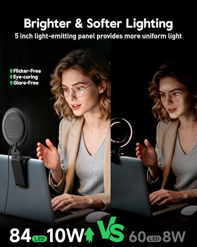 5" Ring Light for Computer, Eye-Caring & Flicker-Free Lighting for Zoom Meetings, Video Call, Recording, Streaming, Portable Light for Laptop, Monitor & Webcam with 50 Modes (3000K-6500K) CRI>97.8 - color: BACK 1 PSC