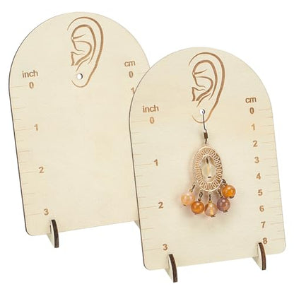 FINGERINSPIRE 2 Pcs Earring Measurement Display Stand 3.5x2x5 Wood Ear Stud Stand Earring Organizer Frame with Measurement Floral White Arch-Shaped Earring Holder for Measuring and Selling Earring - size: 3.5x2x5"