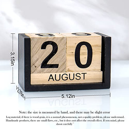 Notakia Wooden Gaobei Desk Blocks Calendar Perpetual Block Month Date Display (Large Black Wood Color) - color: Black Wood Large