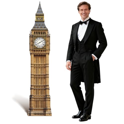 6 Ft Big Ben Cardboard Cutout Big Ben Stand Up Cutout Life-Size Britain Photo Booth Prop Backdrop Sign British Landmark for England London Theme Birthday Party Cultural Educational Display - color: Big Ben